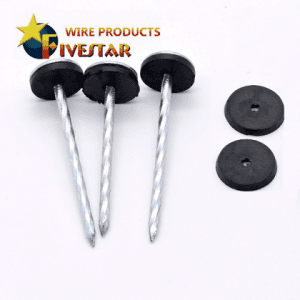 Umbrella head shank roofing nails with washer